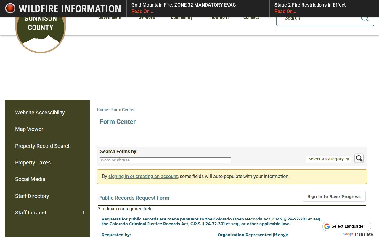 Gunnison County Clerk of Court records county public request form