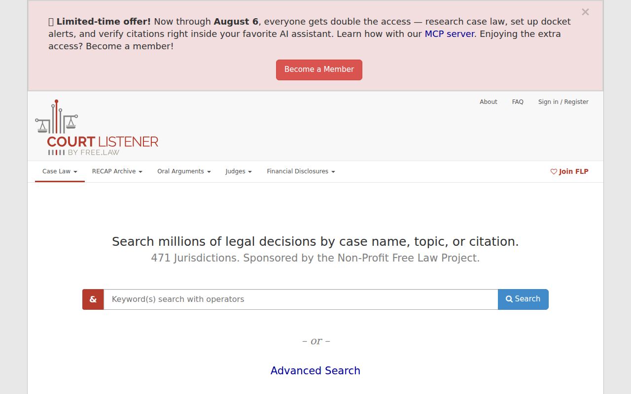Gunnison County court dockets CourtListener research option