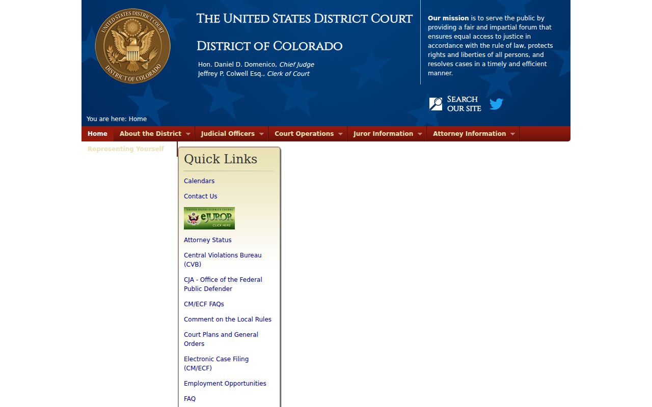 Gunnison County court dockets federal District of Colorado page
