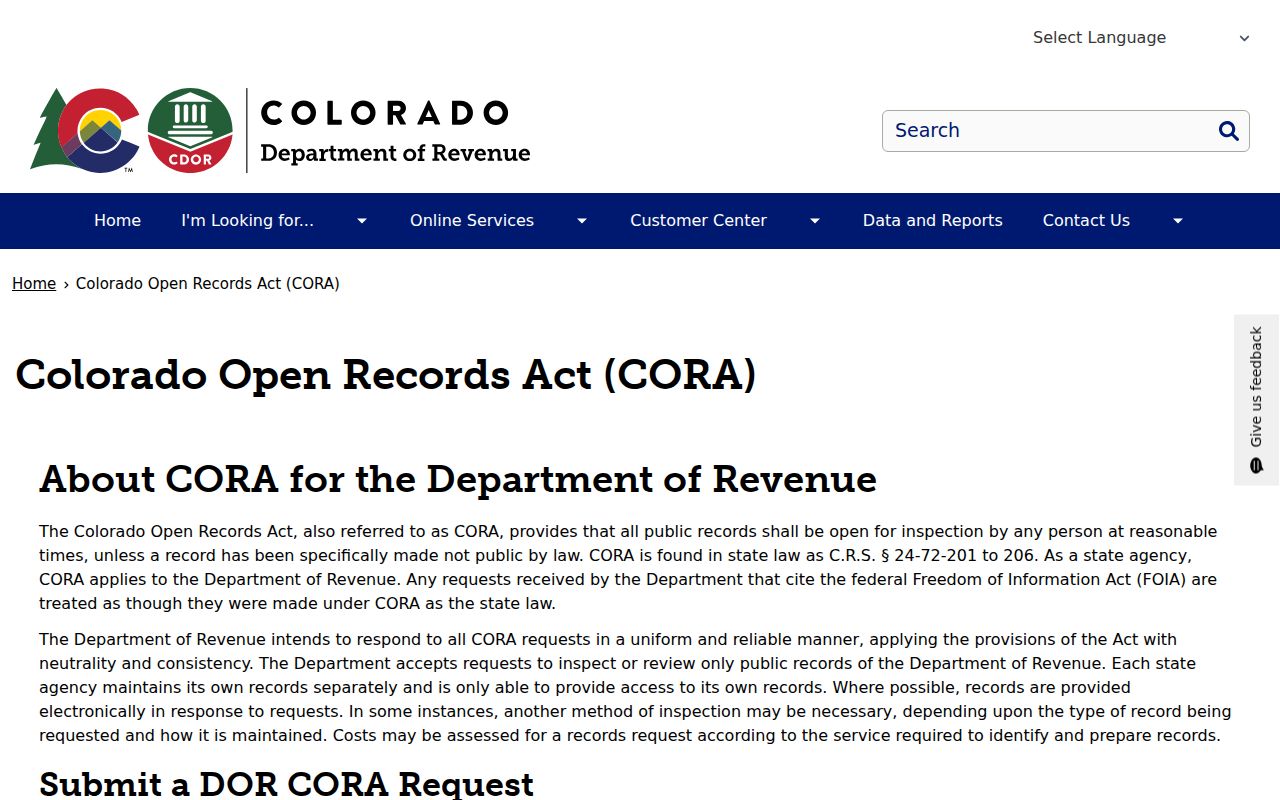 Gunnison County court records Colorado CORA access page