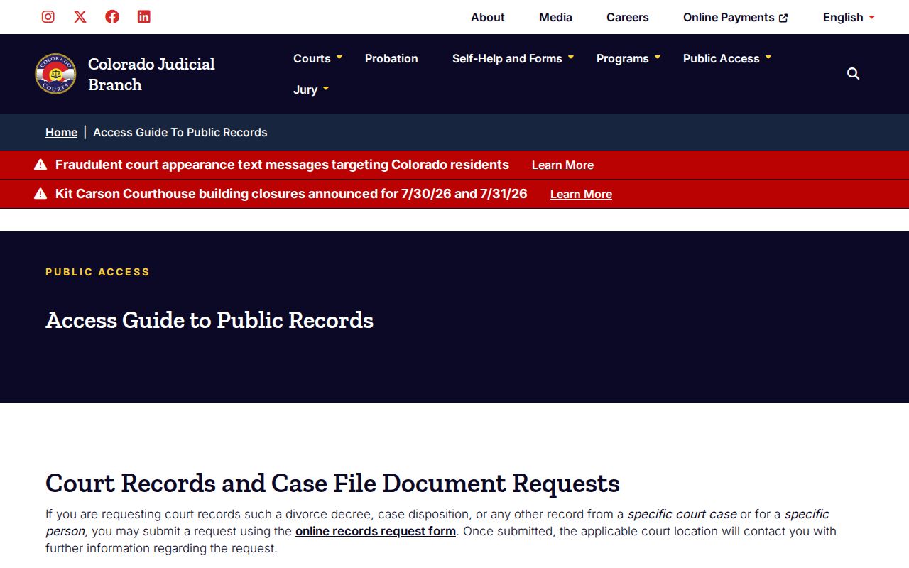 Gunnison County court records Colorado Judicial access guide