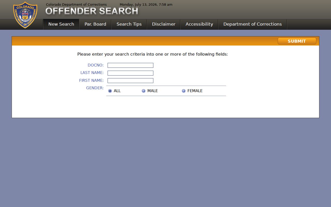 Gunnison County District Court records state offender search distinction