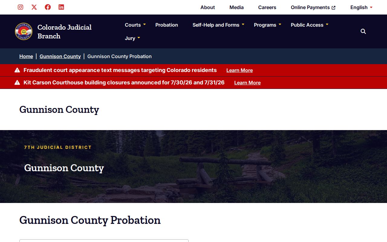 Gunnison County court records probation and drug court information