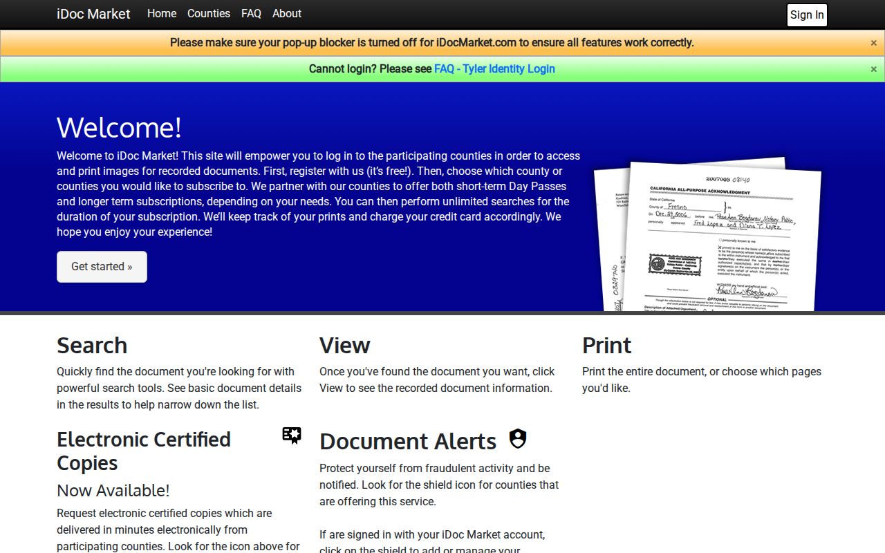 Gunnison County marriage records iDoc Market recorded documents portal